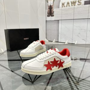 Low Top Leather Sneakers Scarlet