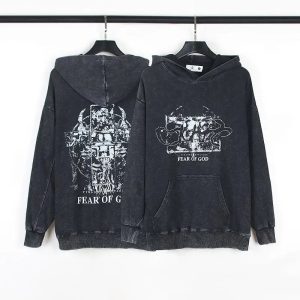 Graphic Cotton Hoodie Charcoal